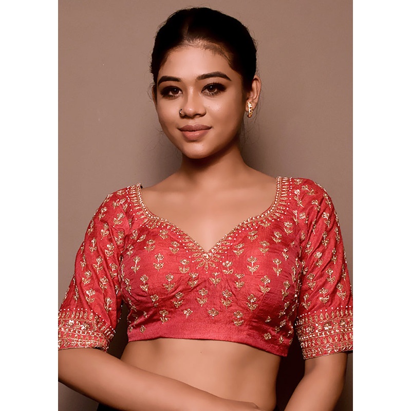 Pink Silk Designer Blouse - JD986591418