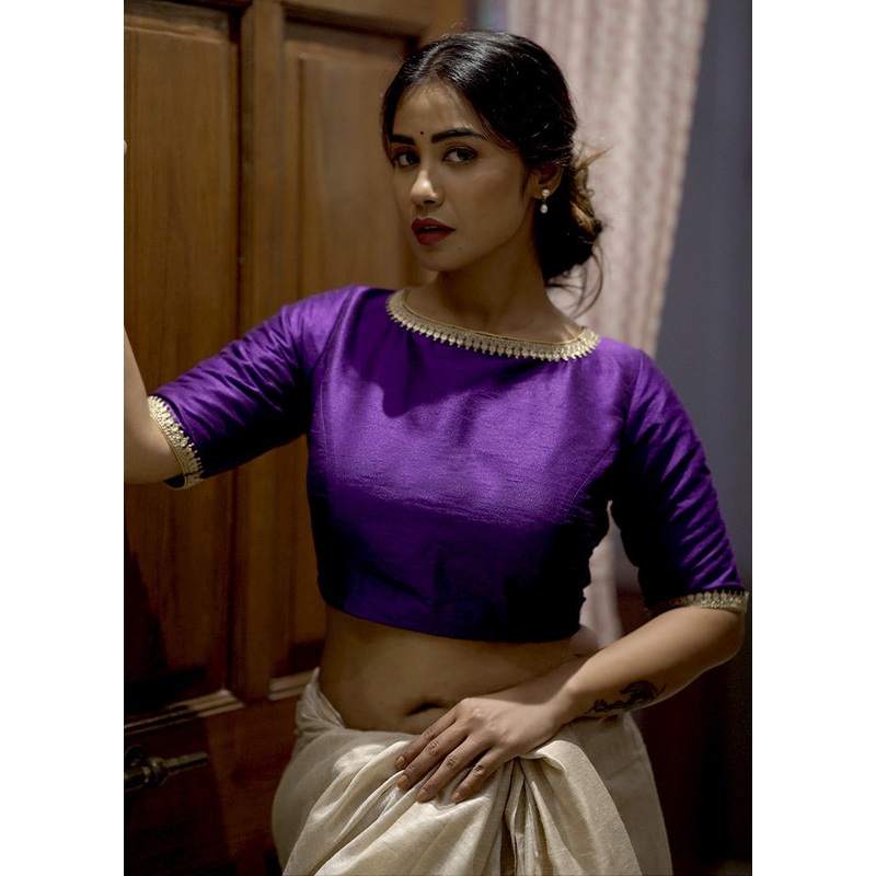 Purple Dupion Silk Designer Blouse - JD986591345