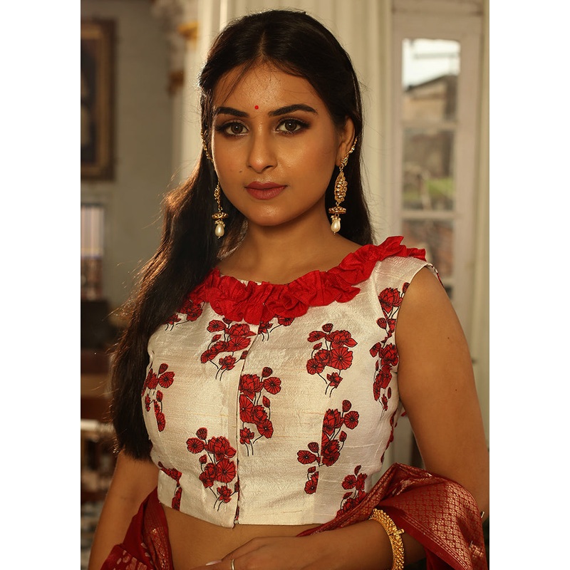 White Silk Designer Blouse - JD986591328