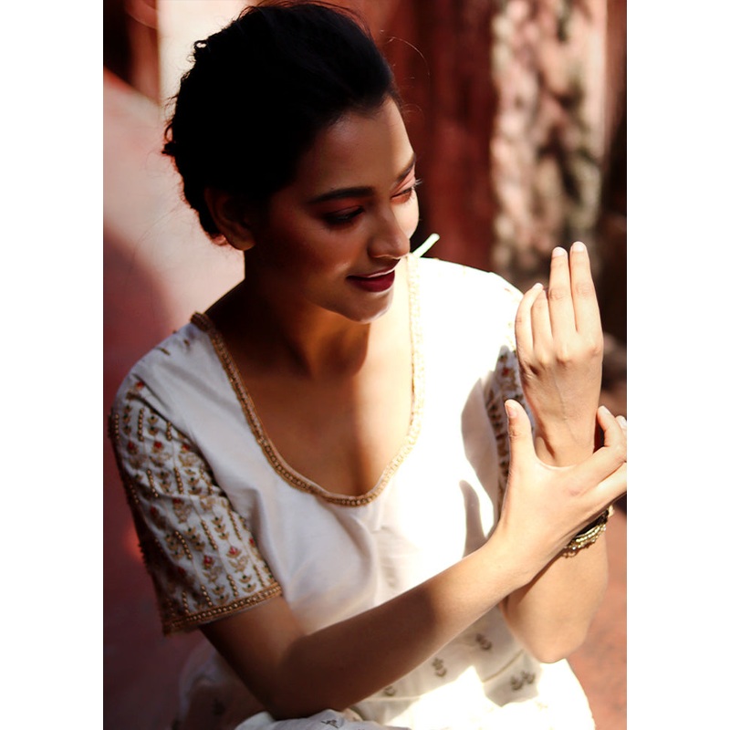 White Silk Designer Blouse - JD986591395