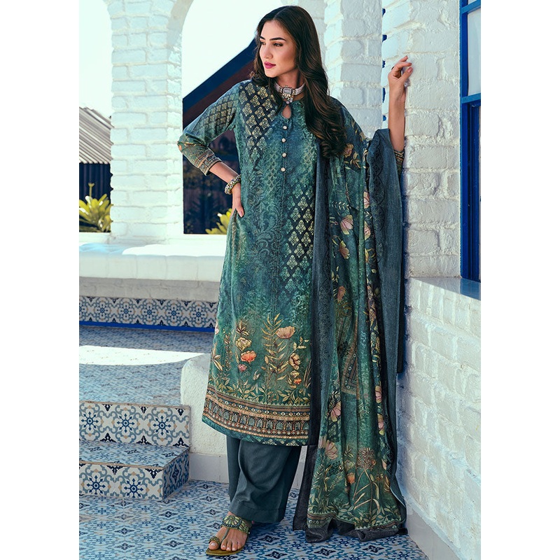 3 Pc Multicolor Unstitched Suit Set With Dupatta - JD986591043