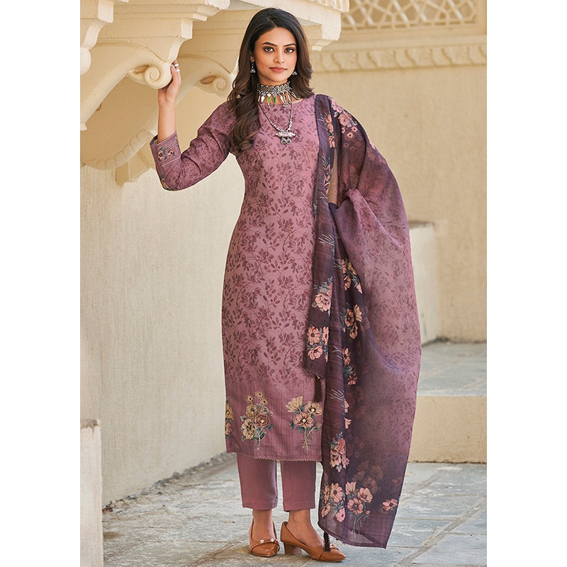 3 Pc Pink Unstitched Cotton Suit Set - JD986591118