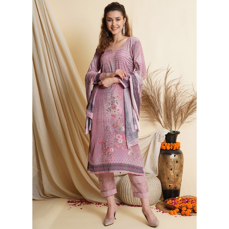 3 Pc Pink Unstitched Suit Set - JD986590910