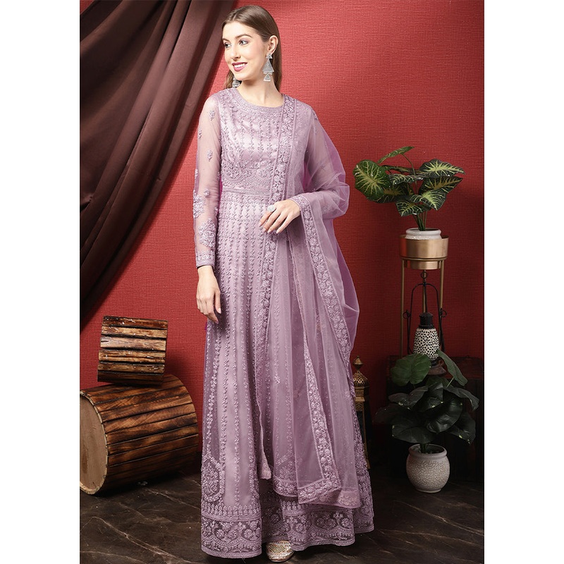 3 Pc Pink Unstitched Suit Set With Dupatta - JD986591061