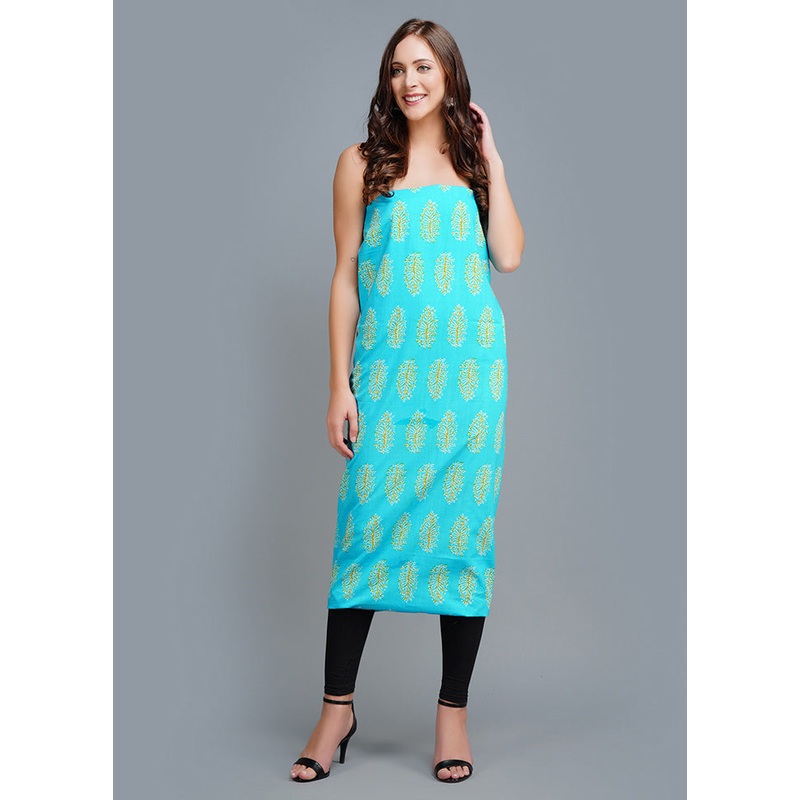 3 Pc Sky Blue Cotton Salwar Suit Set With Dupatta - JD986590987