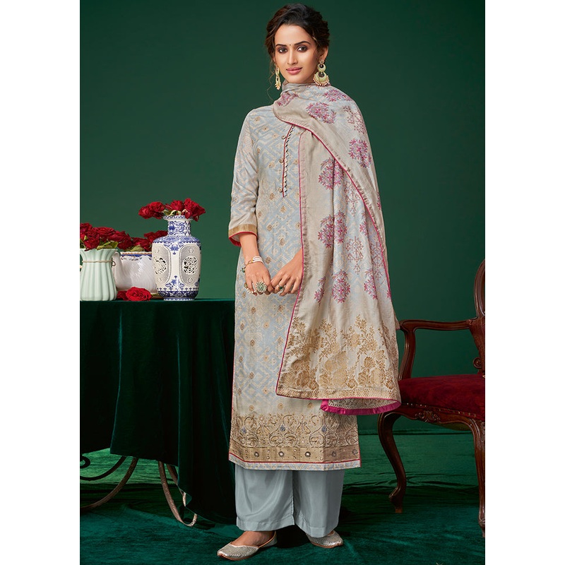3 Pc Livid Unstitched Silk Suit Set - JD986590801