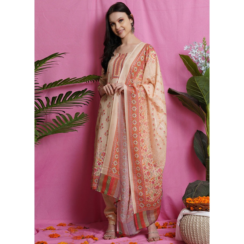 3 Pc Unstiched Yellow Salwar Suit Set With Dupatta - JD986590847