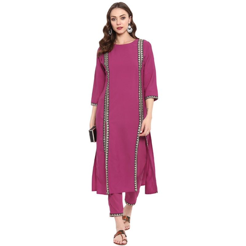 2 Pc Pink Readymade Silk Kurti Set - JD986590307