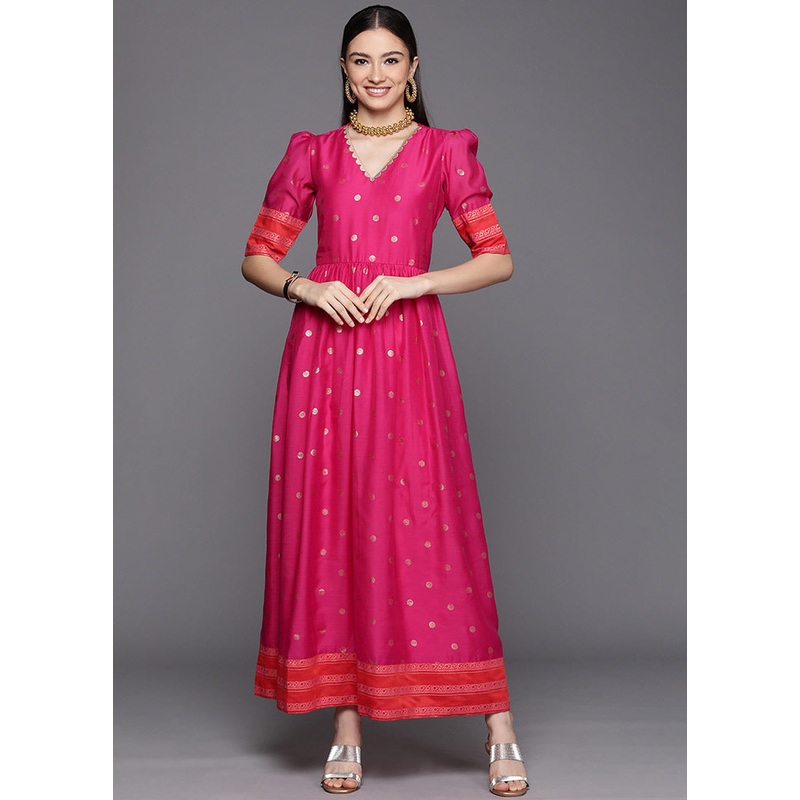 Pink Readymade Silk Woven Kurti - JD986590297