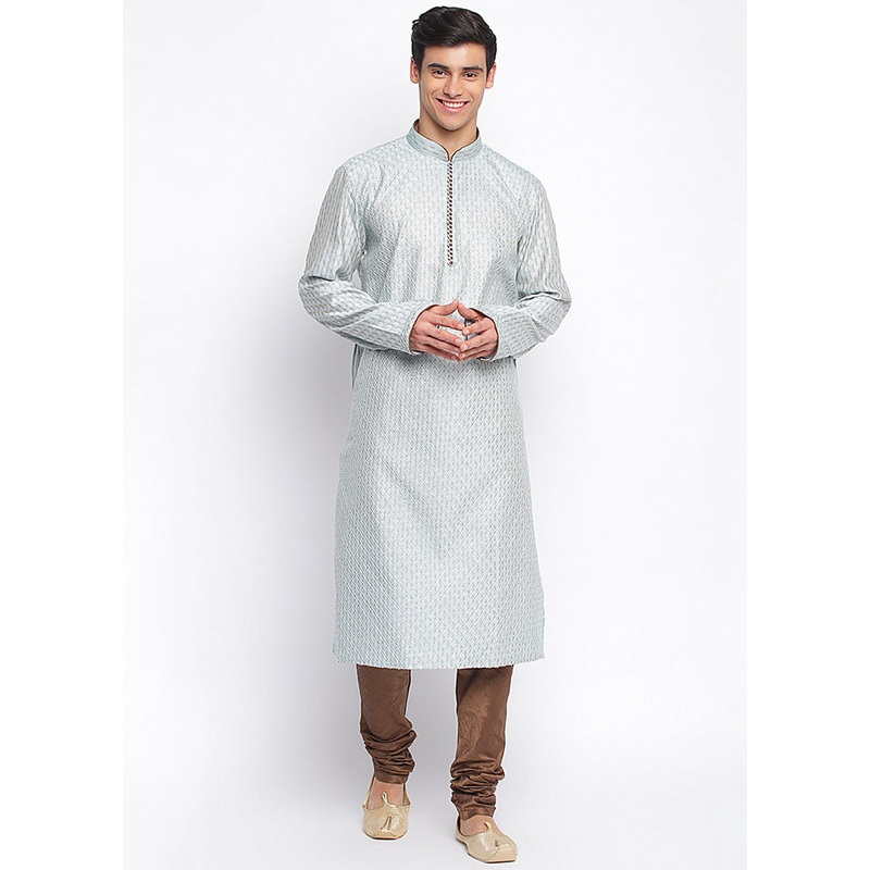 2 Pc Livid Embroidered Silk Kurta Pajama Set - JD986590125