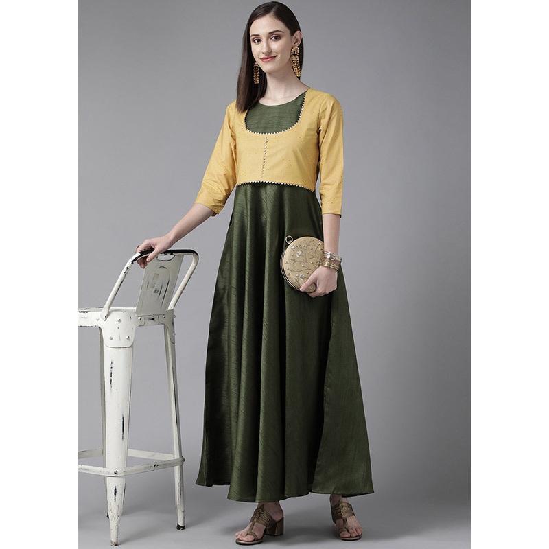 Green Readymade Silk Woven Kurti - JD986590293