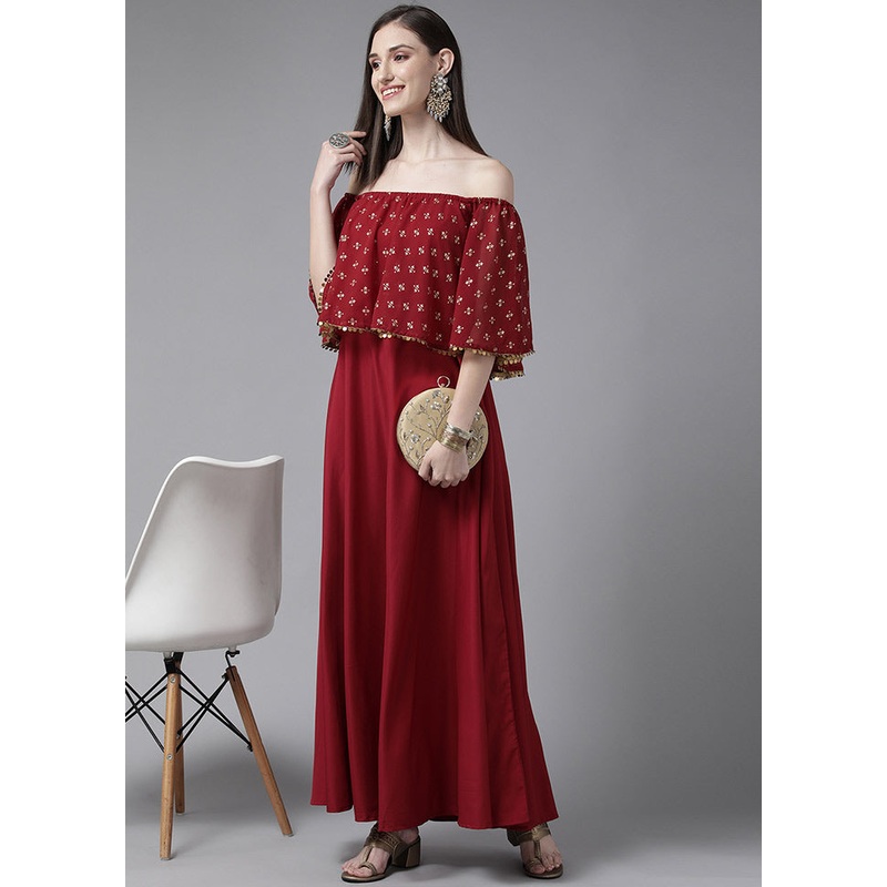 Maroon Readymade Silk Woven Kurti - JD986590292