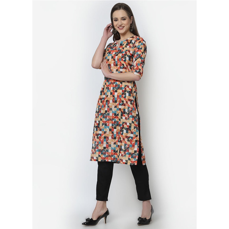 Multicolor Readymade Cotton Digital Print Kurti - JD986590216