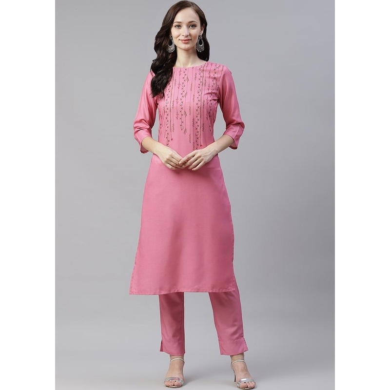 Pink Rayon Kurti With Digital Printed Work - JD986590242