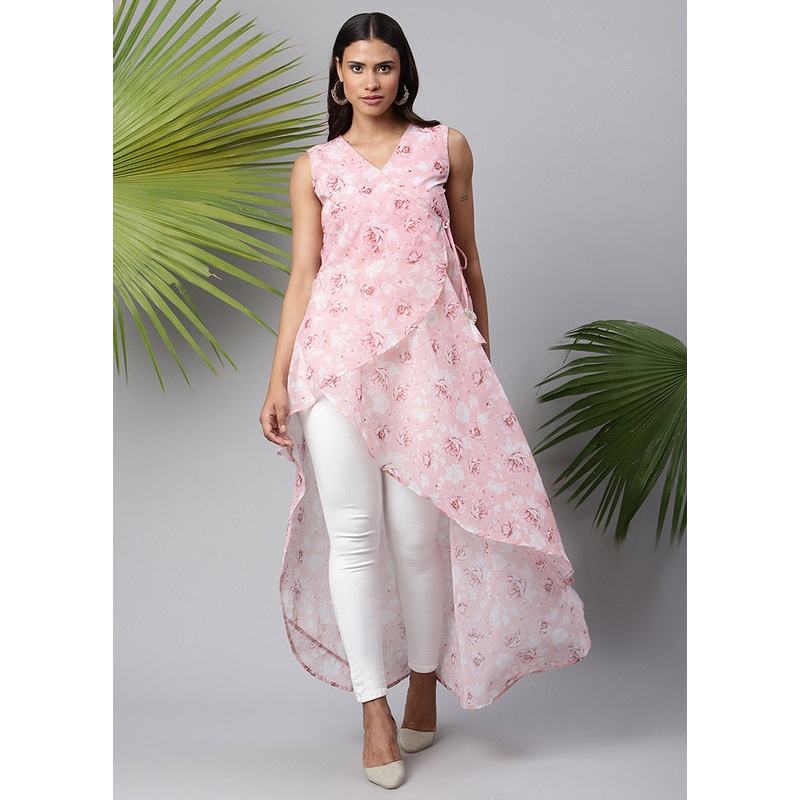 Pink Readymade Silk Woven Kurti - JD986590289
