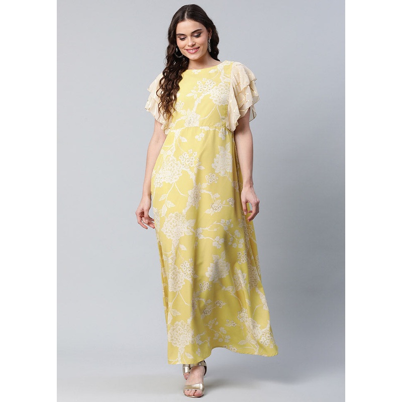 Yellow Readymade Silk Woven Kurti - JD986590281
