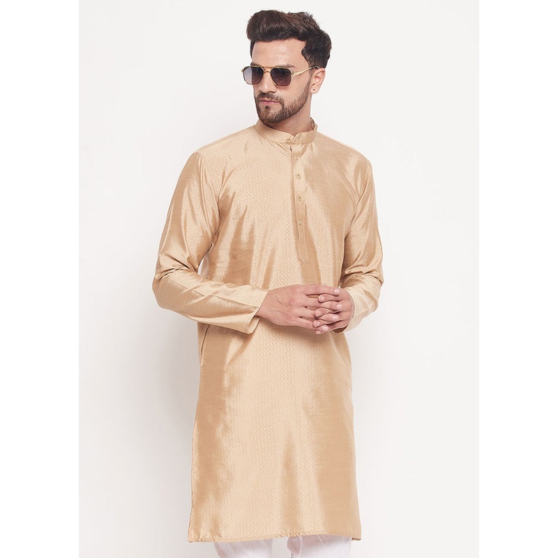 Beige Readymade Silk Kurta - JD986589955