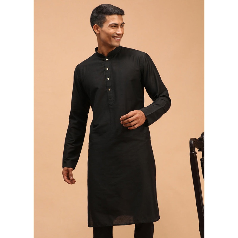 Black Readymade Viscose Kurta - JD986589968