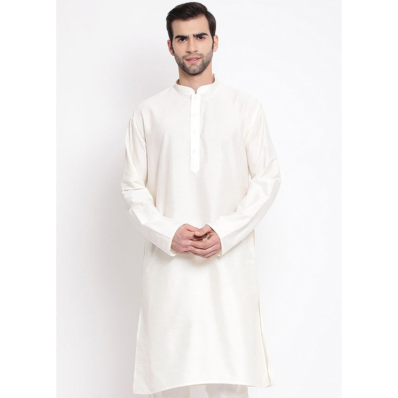 Cream Viscose Solid Kurta - JD986589996
