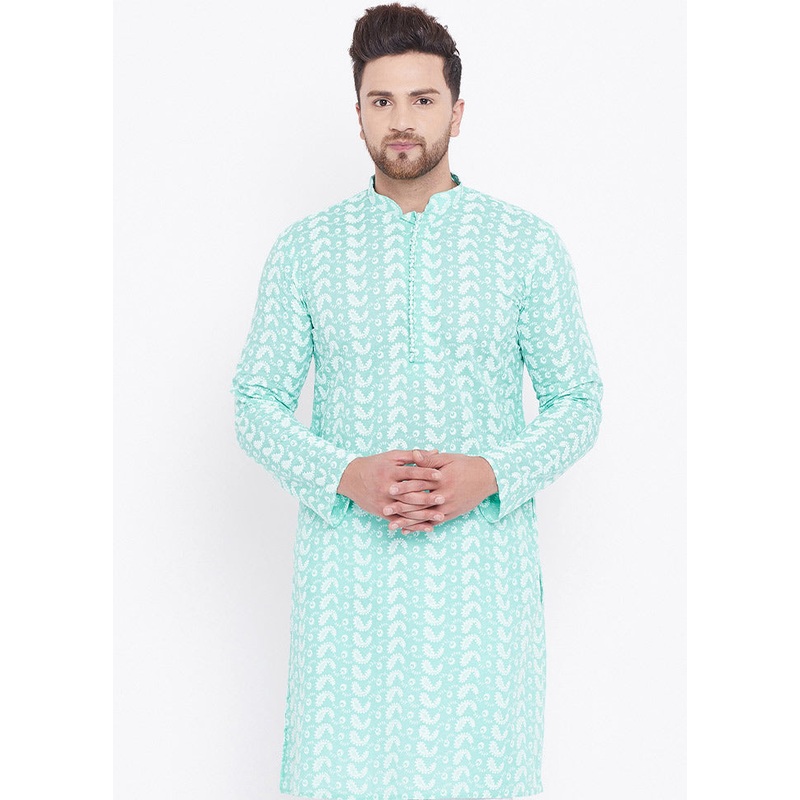 Green Cotton Printed Kurta - JD986590044