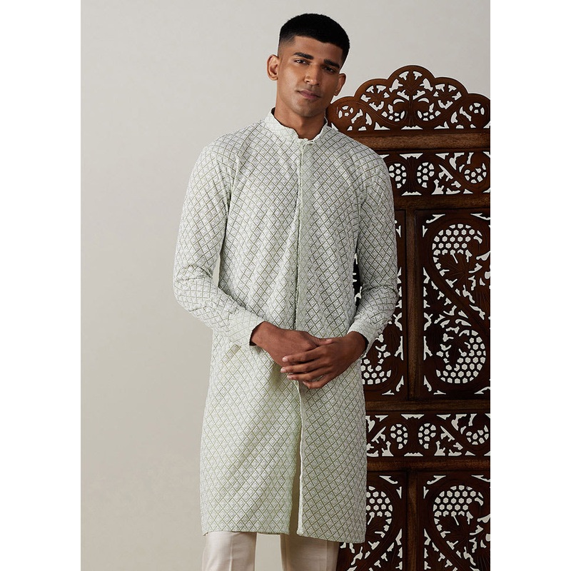 Green Georgette Printed Kurta - JD986590049