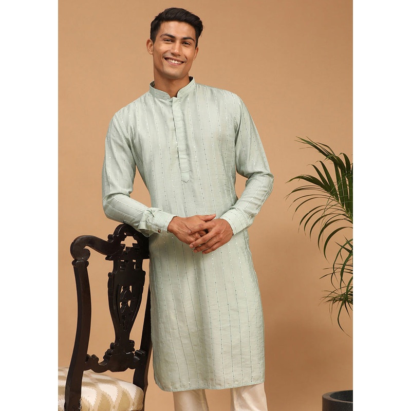 Green Readymade Cotton Kurta - JD986589971