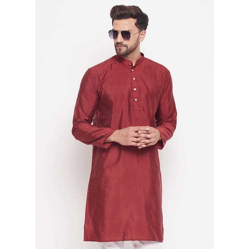 Maroon Readymade Silk Kurta - JD986589957
