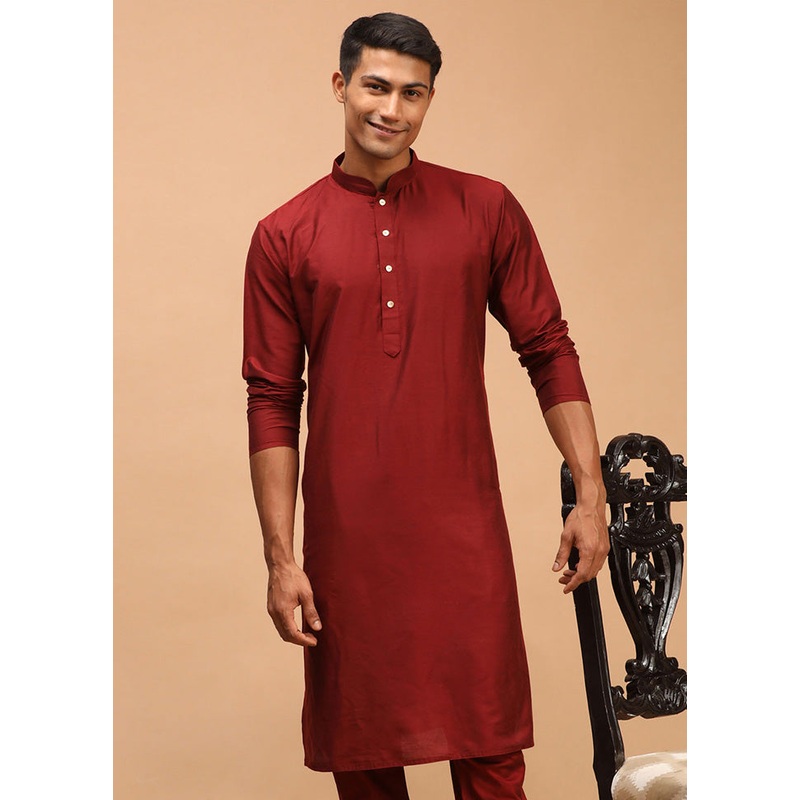 Maroon Readymade Viscose Kurta - JD986589966