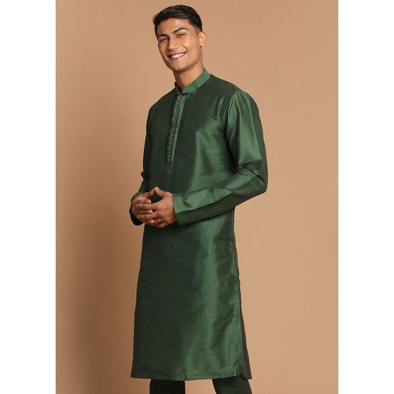 Mehendi Cotton Printed Kurta - JD986589998