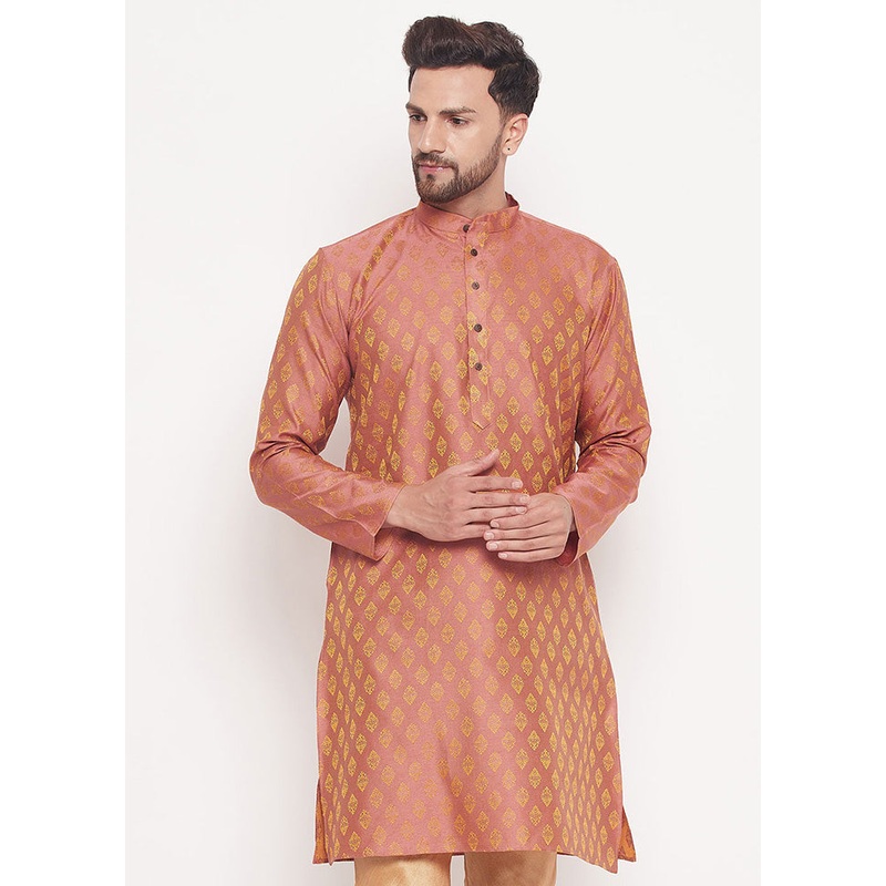 Peach Readymade Silk Kurta - JD986589949