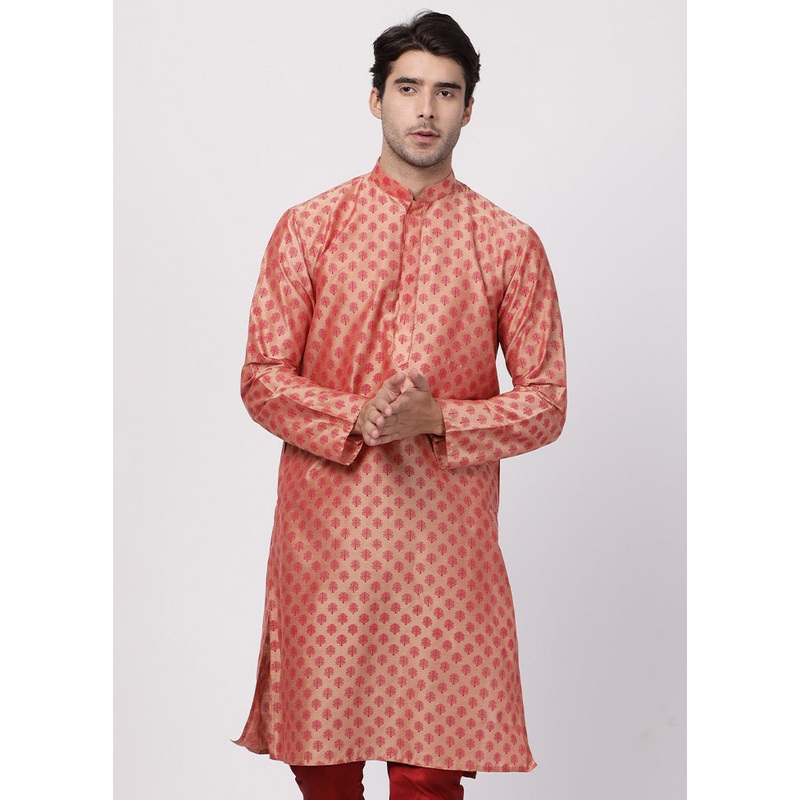 Pink Cotton Printed Kurta - JD986589995
