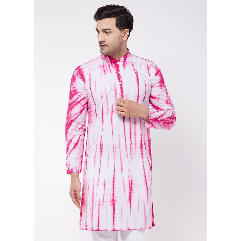 Pink Cotton Printed Kurta - JD986590034