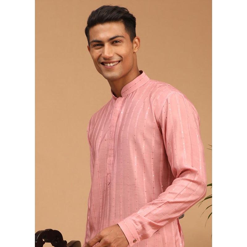 Pink Readymade Cotton Kurta - JD986589972