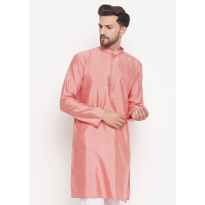Pink Readymade Silk Kurta - JD986589959