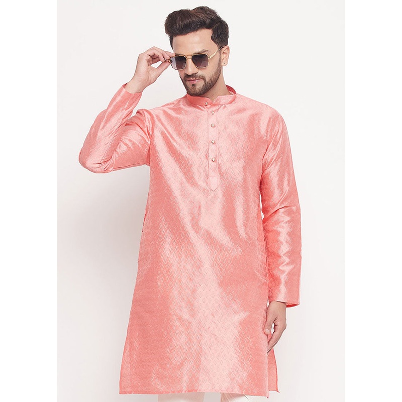 Pink Readymade Silk Kurta - JD986589967