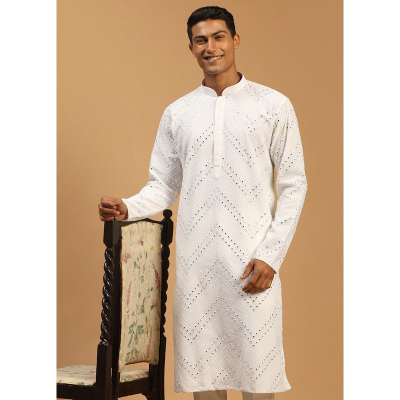 White Readymade Georgette Kurta - JD986589978