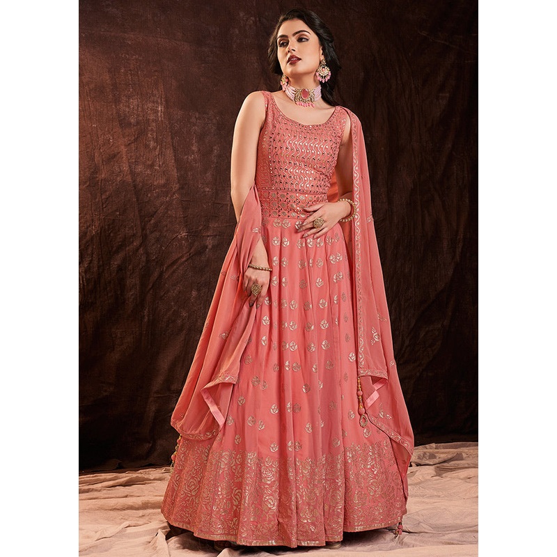 2 Pc Coral Readymade Pure Georgette Gown - JD986589859