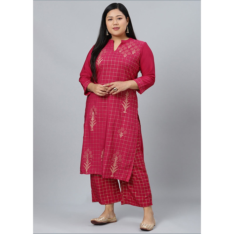 2 Pc Lavender Readymade Silk Kurti Set - JD986589821