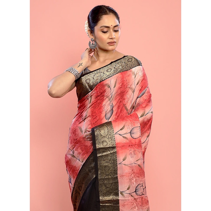 Multicolor Dupion Silk Saree With Blouse Piece - JD986589711