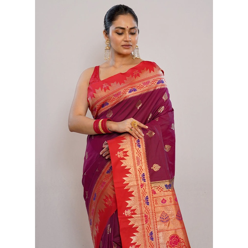 Pink Kanjivaram Silk Saree With Blouse Piece - JD986589692