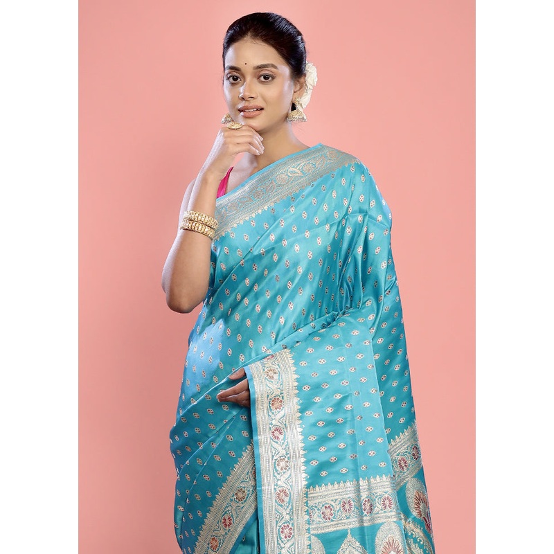 Purple Banarasi Pure Silk Saree With Blouse Piece - JD986589693