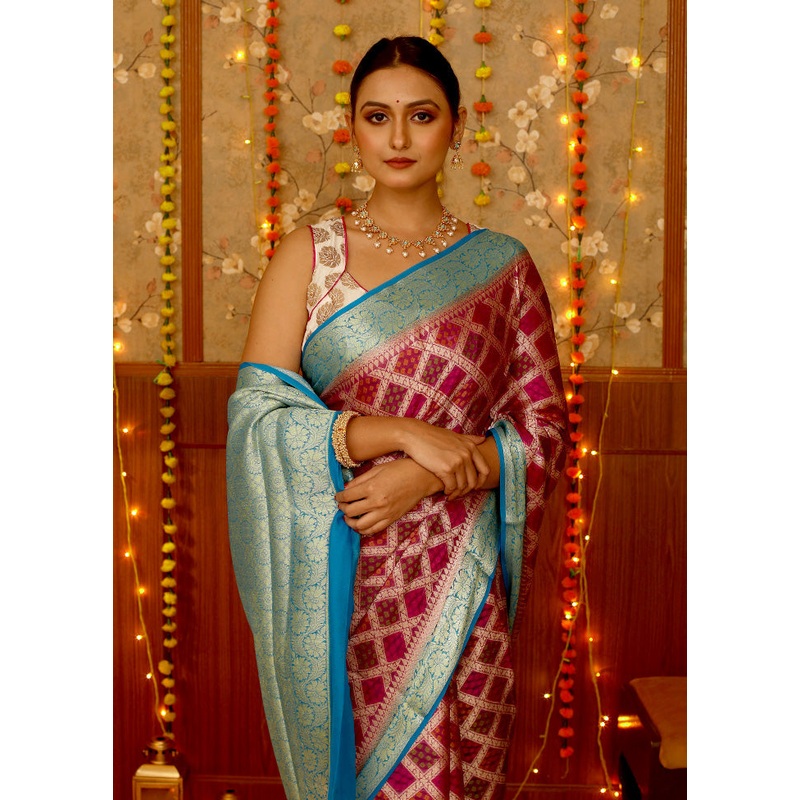 Purple Pure Georgette Saree With Blouse Piece - JD986589689