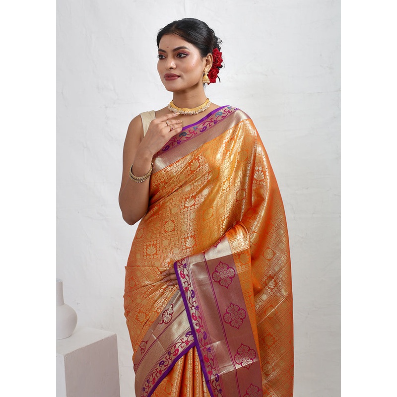 Yellow Dupion Silk Saree With Blouse Piece - JD986589731