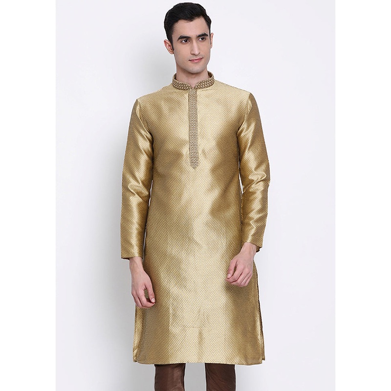 Brown Woven Silk Kurta - JD986589623