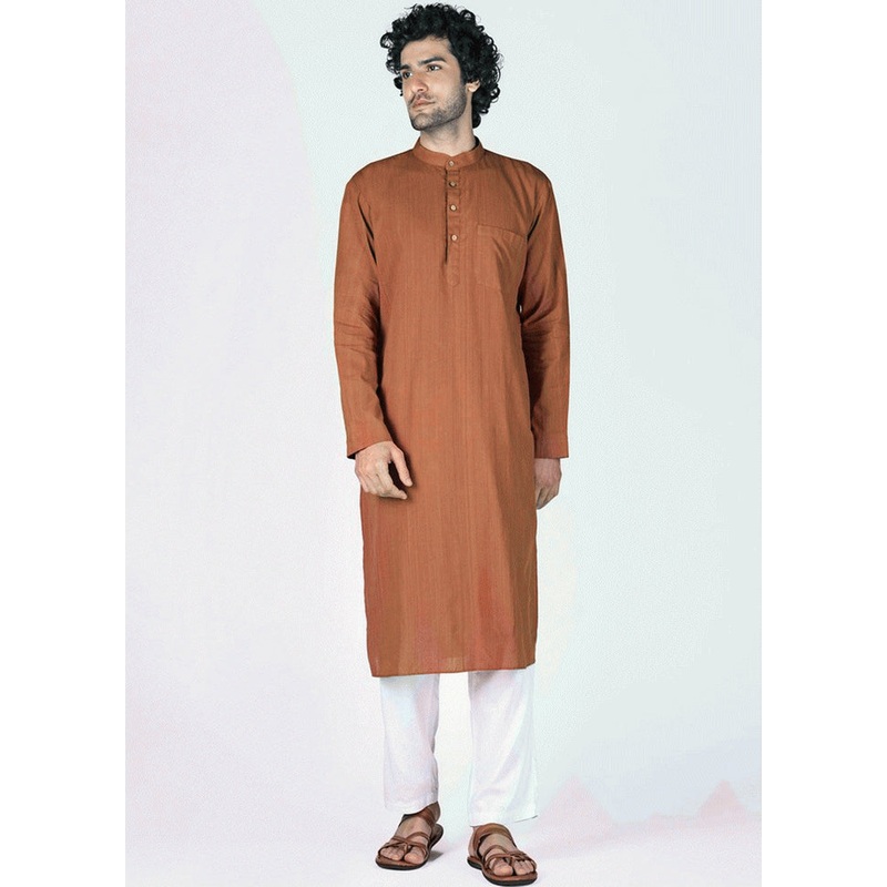 Classic Rust Plain Kurta - JD986589620