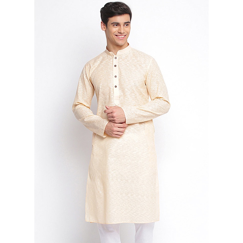 Peach Woven Cotton Kurta - JD986589666
