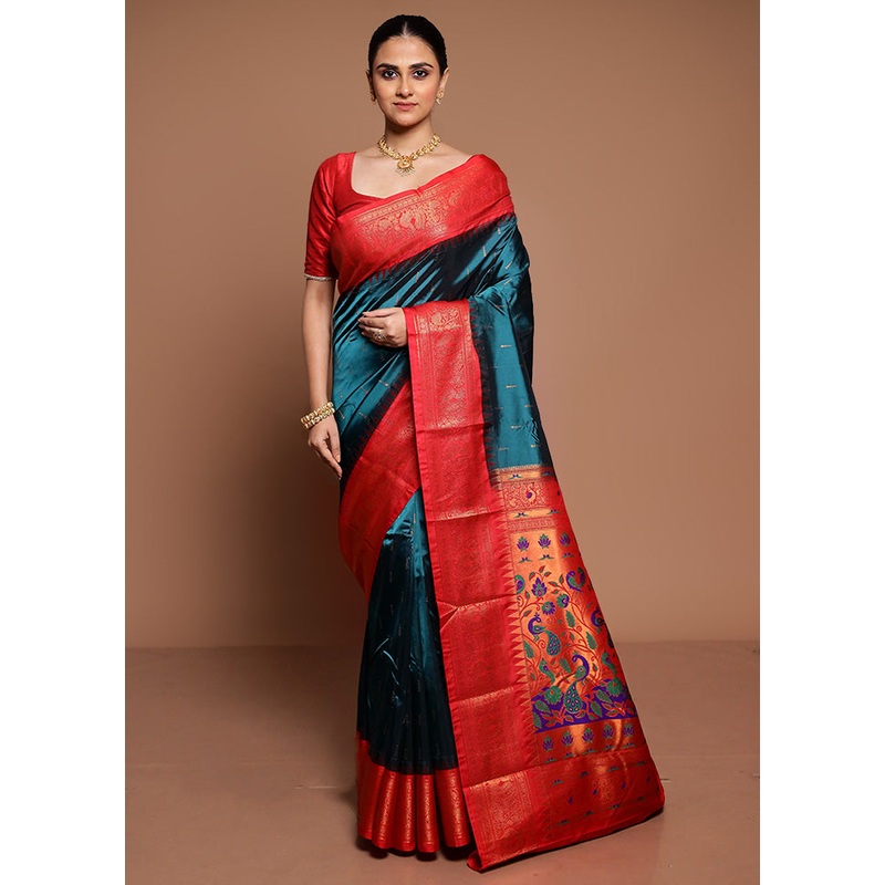 Green Kanjivaram Silk Saree With Blouse Piece - JD986589435