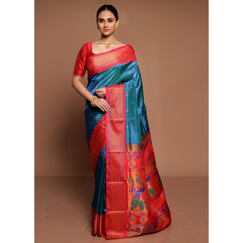 Green Kanjivaram Silk Saree With Blouse Piece - JD986589444