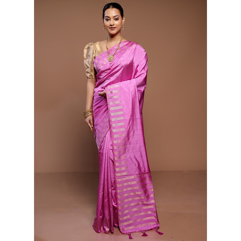 Pink Dupion Silk Saree With Blouse Piece - JD986589308