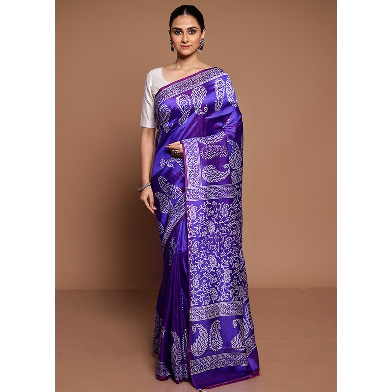 Purple Pure Bishnupuri Silk Saree Without Blouse Piece - JD986589403